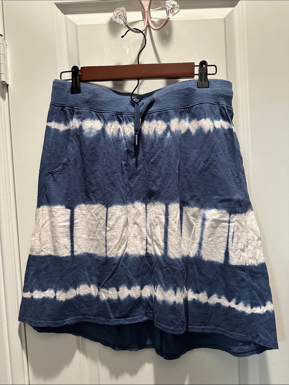 Women's Blue and White Tie-Dye Casual Skirt